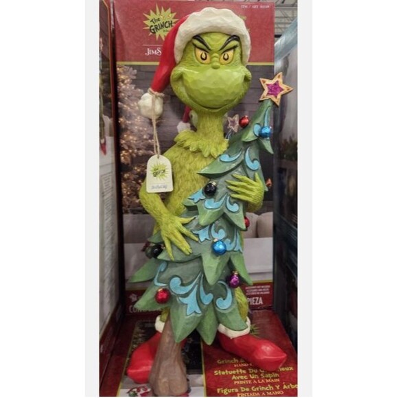 Jim Shore 20" Holiday Grinch Stealing Tree Statue, Grinch Tugging Christmas Tree - Picture 2 of 6